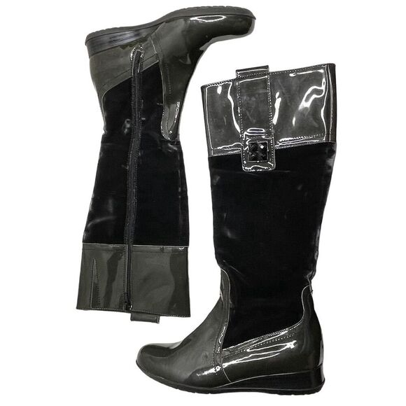 Roberto Botticelli Women's Green Knee-High Velvet and Leather Boots Size 6 (36) - Picture 2 of 8